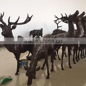 Hot Sale Christmas Home Decor Metal Crafts Bronze Life Size Deer Statues thumbnail-3