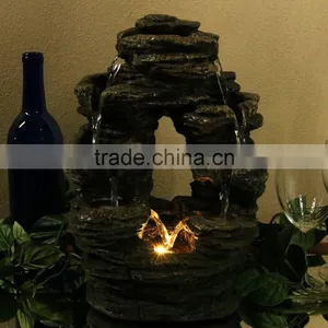 Split Mossy Rock Falls Tabletop Water Fountain With LED Light thumbnail-3