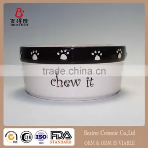 Ceramic Stripe & Paw Pet Bowl With Handpainting thumbnail-1