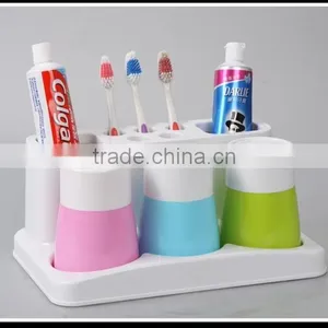 Family Plastic Toothbrush Holder Set With Three Cups thumbnail-1