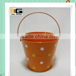 Zinc With Handle Printing Finished Round Shape Zinc Flower Pot thumbnail-2