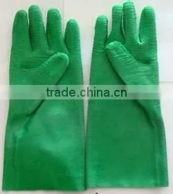 Green Latex Glove,crinkle Finish,gauntlet,30cm,jersey Line thumbnail-1