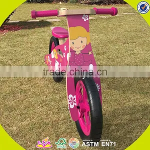 2017 Wholesale New Cartoon Wooden Girls Balance Bike for Toddlers W16C173 thumbnail-6
