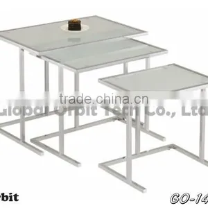 Home Furniture Steel Center Table Modern Glass Nesting Table thumbnail-4