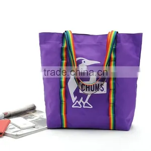 ECO Friendly Women Pop Nylon Shopping Tote Bag With Handle Stich To Bottom thumbnail-2