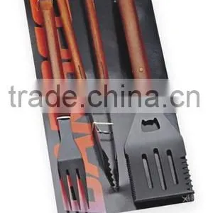 Wood Handle Barbecue Tools Set With Tie Card Package thumbnail-1