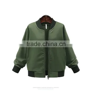 Autumn Women Plus-size Clothing Solid Color Stand Collar Zipper Loose Straight Jacket Female Casual Baseball Uniform Coat Jacket thumbnail-1