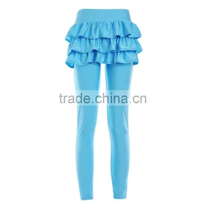 Hot Selling Red Blue Black False Two-piece Pant Legging With Skirt Women's Fashion Leggings With Mini Skirts thumbnail-2