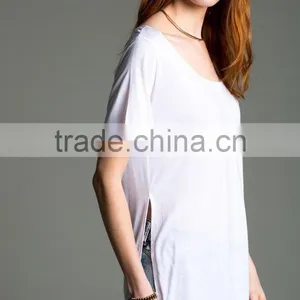 100% Rayon White High Slit Overseas t Shirts Wholesale thumbnail-4