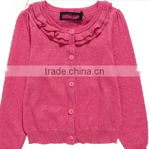 Namely Custom Ruffle Pink Plain Handmade Children Girls Knitted Sweater thumbnail-1