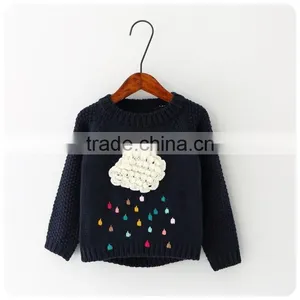 New Winter Cartoon Baby Girls Sweater Cloud Raindrops Kids Clothes Children Sweater Warm Long Sleeve for Girls Knitwear thumbnail-2