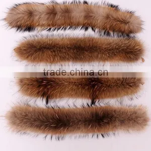 BBG-H-11 Factory Wholesale Natural Color 100% Real Raccoon Fur Trim/trimming/strip thumbnail-4