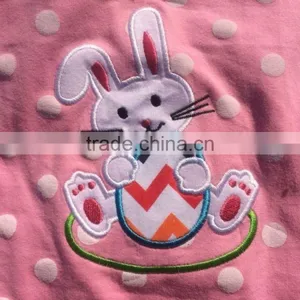 2015 New Baby Girls Pink White Polka Dot Bunny Easter Dress With Necklace and Headband Set thumbnail-2