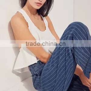 Navy Striped Loose Fit Casual Fashion Harem Pants for Women thumbnail-6