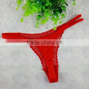 Lace Cotton Hip-hugger Sexy T-back Skinny Hollow Transparent Thong thumbnail-4