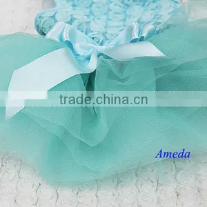 Aqua Blue Rosettes Elegant Rose Wedding Tutu Small Dog Clothes Party Dress XS-L thumbnail-2