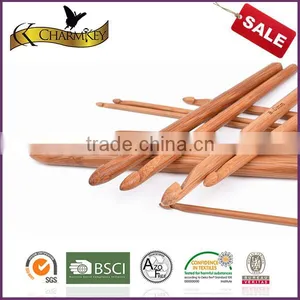 Charmkey Natural Bamboo Knitting Needle 12pcs Single Point Crochet Hook Set to Crochet Bag thumbnail-1