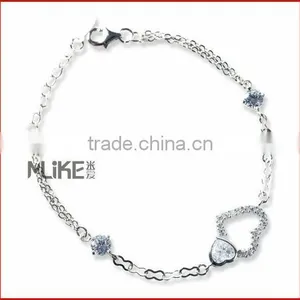 Heart 925 Silver Bracelet With CZ Stone M3001 thumbnail-1