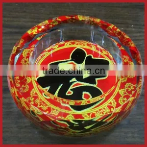 New Stely Fu Word Crystal Ashtray ,Red Crystal Ashtray For Popular Wholesale Festival Items thumbnail-1