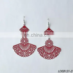 Filigree Earrings Metal Painting Fan Earrings thumbnail-4