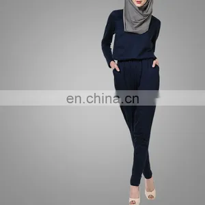 Modest Ladies Office Wear Jumpsuits Muslim Women Model Kebaya Modern Cotton /Cotton Jersey Islamic Jumpsuits thumbnail-6