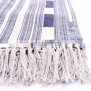 Indian Beautiful Rugs 4 X 6 Ft Blue White Cotton Block Print Accent Area Dhurrie Rug Flat Weave Hand thumbnail-2