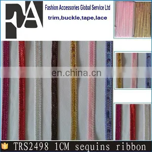 Wholesale 1CM Wide Gold Bling Beaded Sequins Lace Trim for Lady Dress thumbnail-1