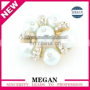 Wholesale Flower Pearl Rhinestone Button Flat Back thumbnail-2