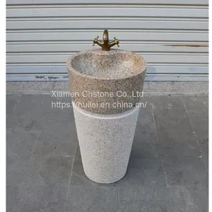 G682 Granite Pedestal Sinks,Yellow Granite Wash Basins, Nature Stone Bathroom Sinks thumbnail-1