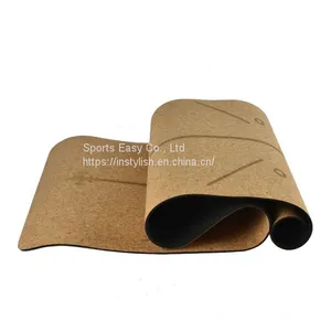 High-Quality Fitness Nature Printed Jute Design Natural Rubber Cork TPE Yoga Mat thumbnail-3