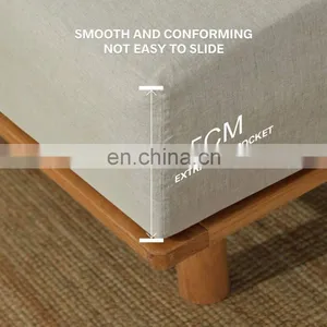 Fitted Sheet 35cm Deep Pocket-100% Pure Natural Linen Plain Mattress Protector Bed Sheet-(Linen,Super King 182x200cm) thumbnail-2