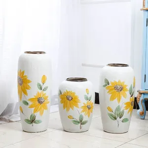 Fashion Modern Simple Style White Hand Paint Sunflower Ceramic For Living Room Decor thumbnail-1