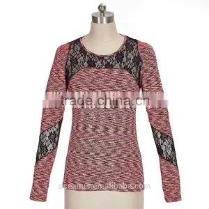 Poly/Nylon/Spandex Two Tone Jersey Ladies Yoga Shirts thumbnail-1