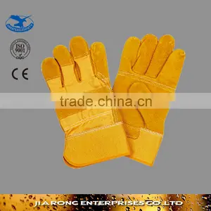 High Quality Rubber Cuff Cow Grain Leather Glove Safety Equipment LG019 thumbnail-1