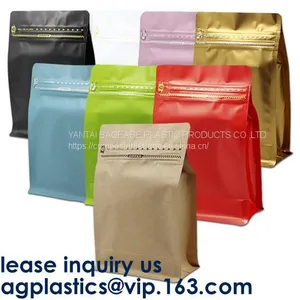 Bio, Eco, Compost, Square Bottom, Flat Bottom, Stand Up, Side Gusset, Zipper Top, With Window, Tear Notches thumbnail-4