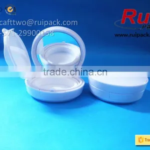 Round White Air Cushion Empty Compact Powder Case, Two Layers Cosmetic Compact Powder Box/container for Solid Perfume thumbnail-2