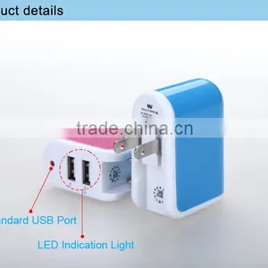 5V 2.1a Quick Charging Dual USB Travel Charger With Foldable Plug thumbnail-6
