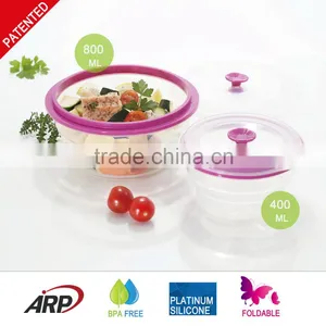 800ml Round Foldable Silicone Lunch Box Non-stick BPA FREE Food Container FDA LFGB DGCCRF Quality Choice Most Popular thumbnail-2