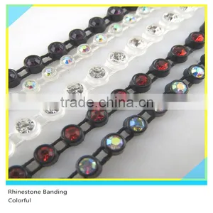 Plastic Cup Rhinestone Sew on Ss10 3mm Crystal White Black Banding 1x180 Pcs 10 Yards thumbnail-1