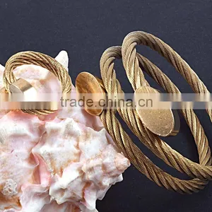 Wholesale Fashion Jewelry Wire Stainless Steel Bracelet & Rings Jewerly Sets Gold Plated Quality Choice thumbnail-2