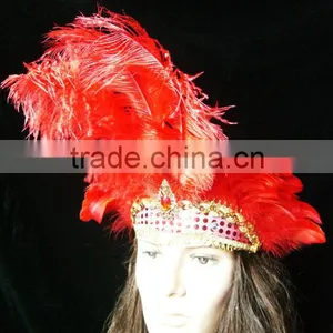 Women Hair Headdress With Ostrich Feather thumbnail-1