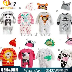 2016 New Cute Baby Cartoon Animal Cotton Jumpsuits Breathable Toddler Kids Rompers With Cap Handsome Baby Clothing thumbnail-1