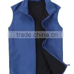 Causal Style Outdoor High Collar Man Blue Polar Fleece Vest thumbnail-1