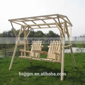 Two Seat Wooden Patio Swing With Canopy thumbnail-3