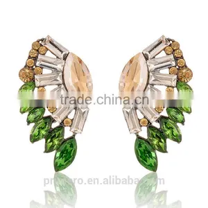 Angel Wings Designs Resin Plant Women Five Colors Glass Stones Stud Earrings thumbnail-5