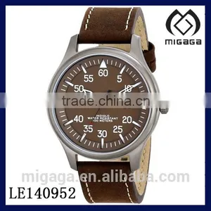 Fashion Men's Military Field Watch With Brown Leather Band thumbnail-1