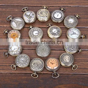 2016 Classic Vintage Bronze Quartz Pocket Watch In Bulk Hollow Watch Mens Pendent Necklace For Gift Box Quality Choice thumbnail-2