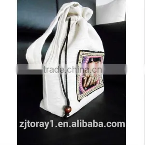 Small Hemp Drawstring Bag Wholesale Embroidered Handmade thumbnail-4