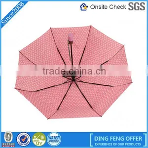 Promotional Auto Open and Close Pink Pongee3 Fold Umbrella With Low Price thumbnail-2