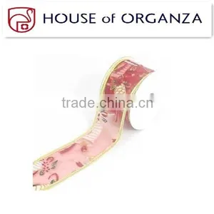 2014 Bronzing and Red Organza Chrismas Ribbon for Chrismas thumbnail-1